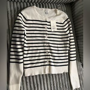 a new day Black and White Striped Cardigan
